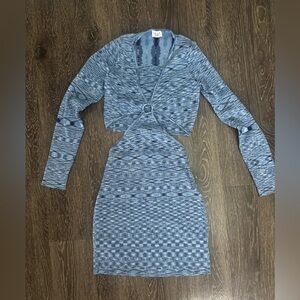 Le Lis Blue Ribbed Knit Dress